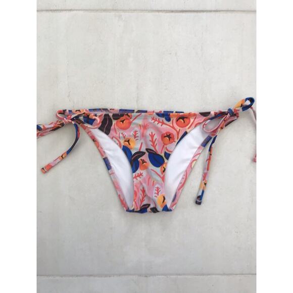 Solid & Striped String Bikini Bottom Parker Retro Floral Swimwear - Picture 1 of 7